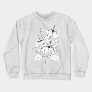 hibiscus flower black and white ink  illustration Crewneck Sweatshirt